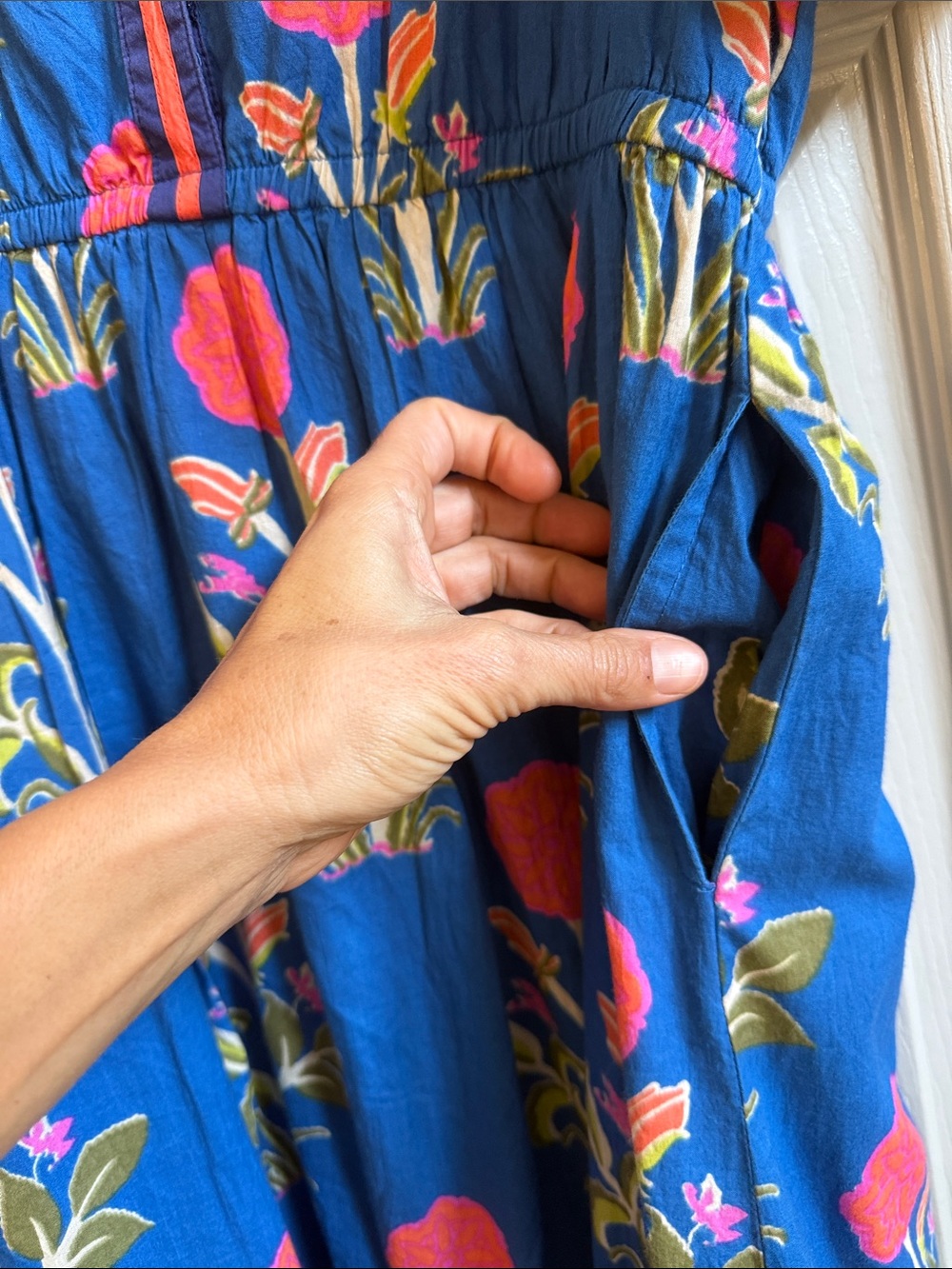 THML Blue Maxi Dress with Pink Floral Print - Picture 4 of 5